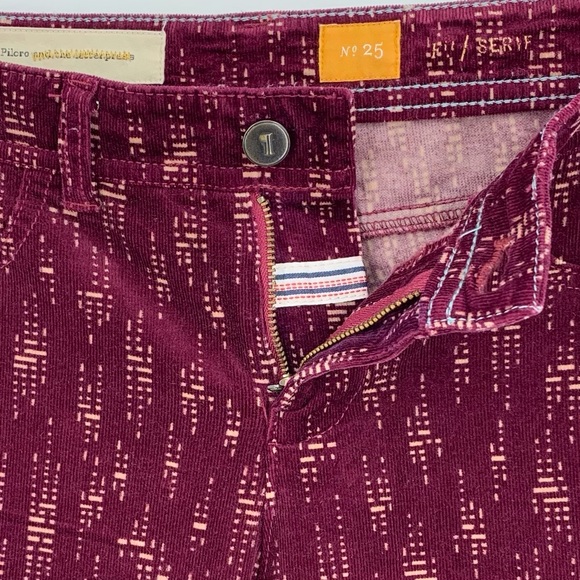 Anthropologie Pilcro and the Letterpress Burgundy/Cream Serif Skinny Cords, 25 - Picture 4 of 16